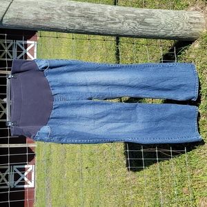 Motherhood 2X jeans elastic waistband soft knit front panel loose straight leg